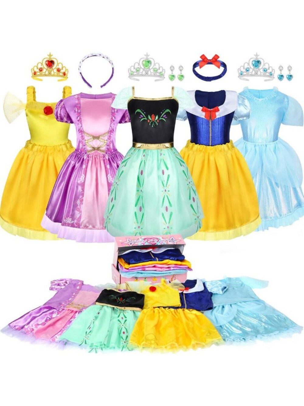Princess Dress Up Costume Set for Toddler Girls - Role Play Dress & Accessories